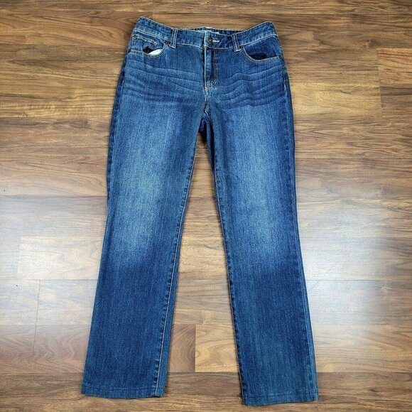 Chico’s Platinum Denim Slim Leg Ultimate Fit Sz 0R - Picture 1 of 10